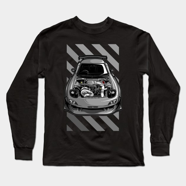 Mazda RX7 Grey Long Sleeve T-Shirt by JDMAPEX